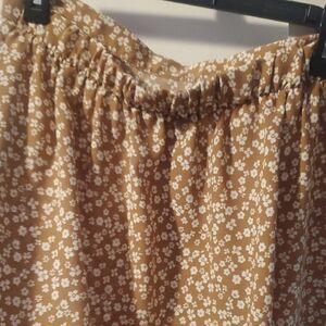 Floral High Low Skirt in Brown and White